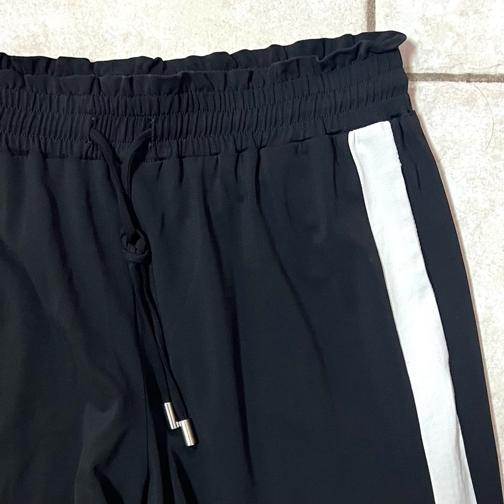 Iris Setlakwe Black w/ White Side-Stripe Paper Bag Waistband Jogger Track Pants - Picture 7 of 12